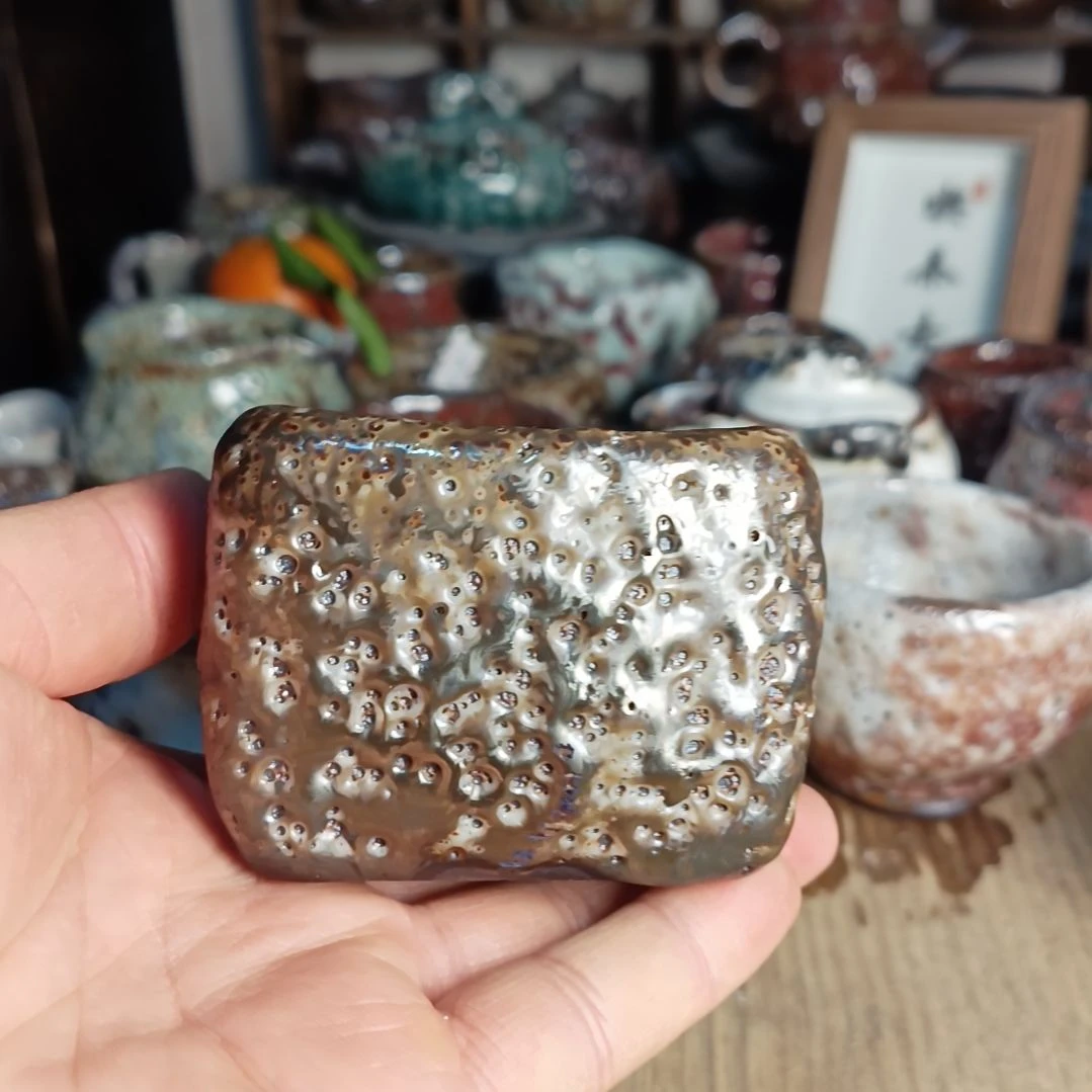 硝***漫志野柴烧手捏主人杯