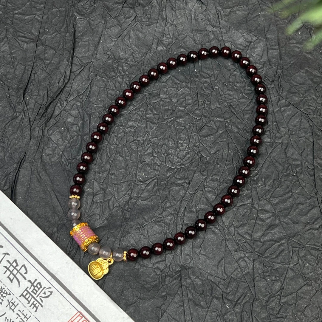 S0132 小叶紫檀单圈转经筒手串 无礼盒