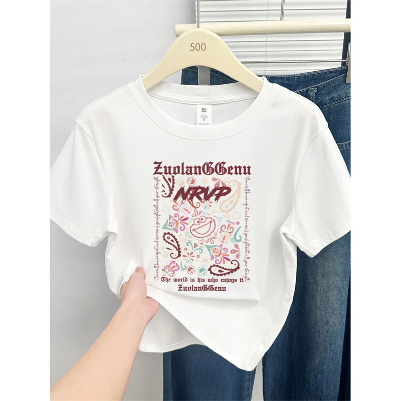 正肩胖MM短袖T恤2025夏季新款韩版时尚大码女装遮肉圆领半袖上衣