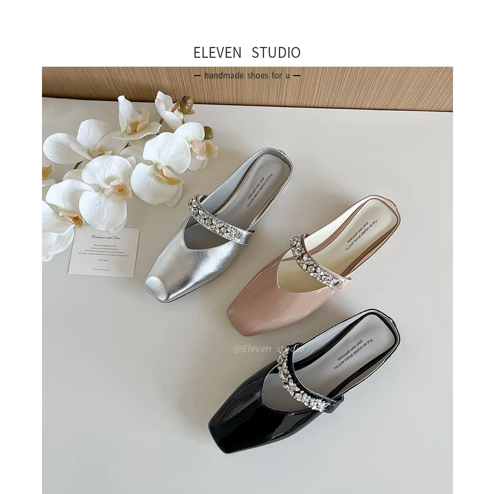 【王11】3.5CM 新款法式一字带水钻包头复古精致感单鞋/许愿