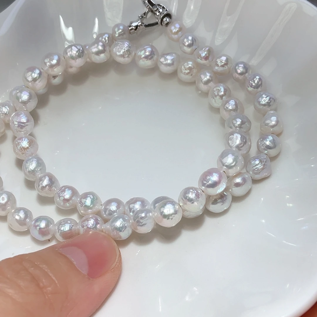 淡水珍珠颈饰银S925镶嵌粉****控