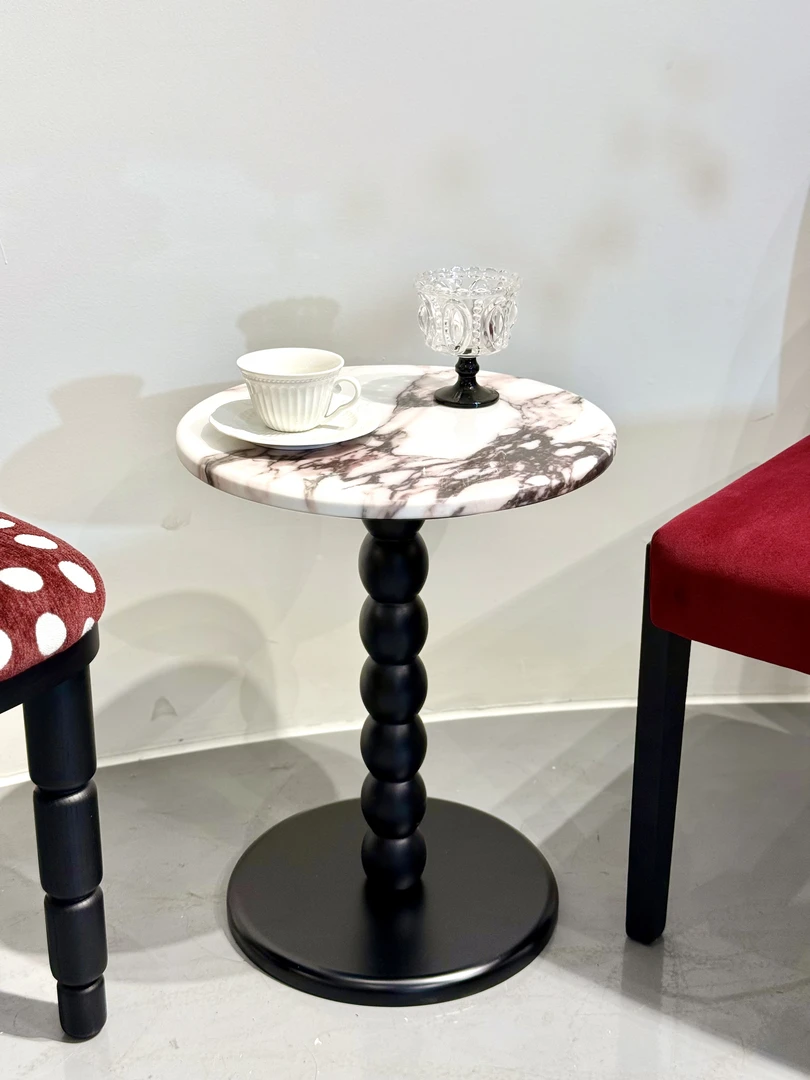 宝格丽大理石边几茶几法式实木小茶几奢石床头小户型沙发复古角几