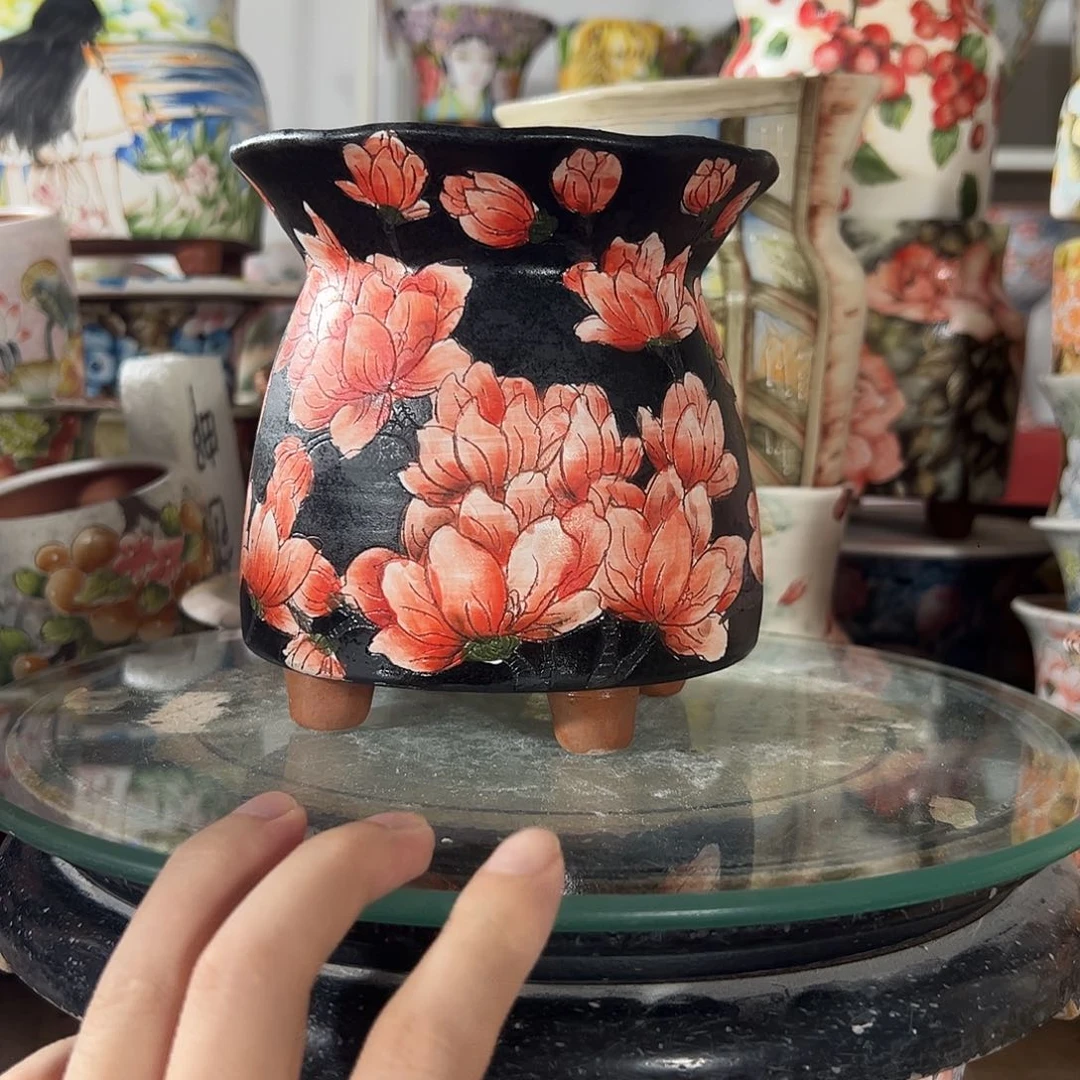 景德镇手绘花盆幸运花盆