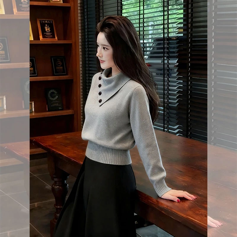 秋冬新款设计感保暖针织衫毛衣女法式轻奢静奢风上衣洋气减龄女装