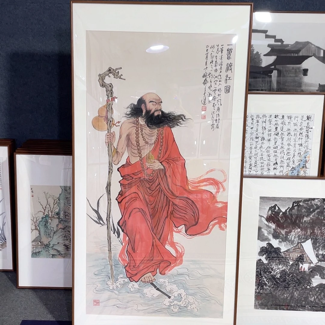 国画手绘画作品带框80/160