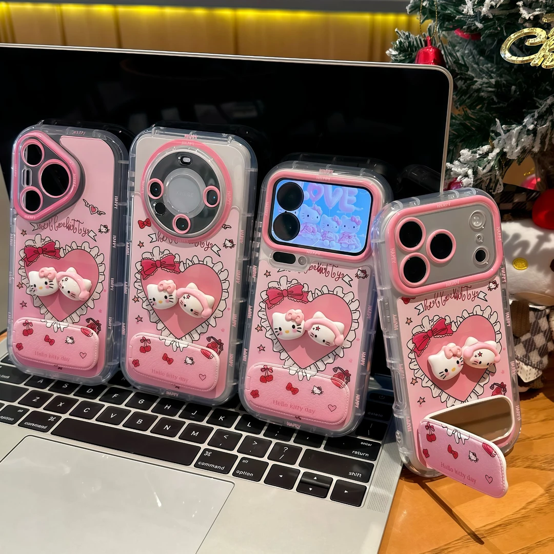 新款立体kt猫支架适用苹果17/16pro手机壳华为vivoppo小米15一加