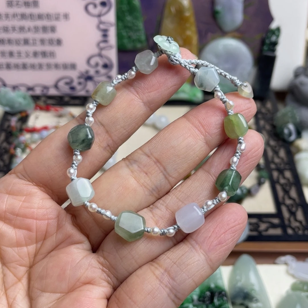 翡翠未镶嵌手链设计款随行手链