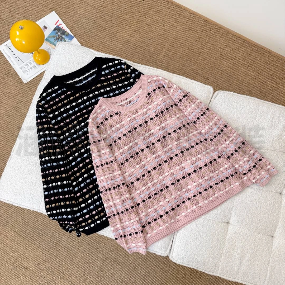 【涵胖胖新品】圆领镂空上衣女宽松慵懒感针织衫LT23552【B】