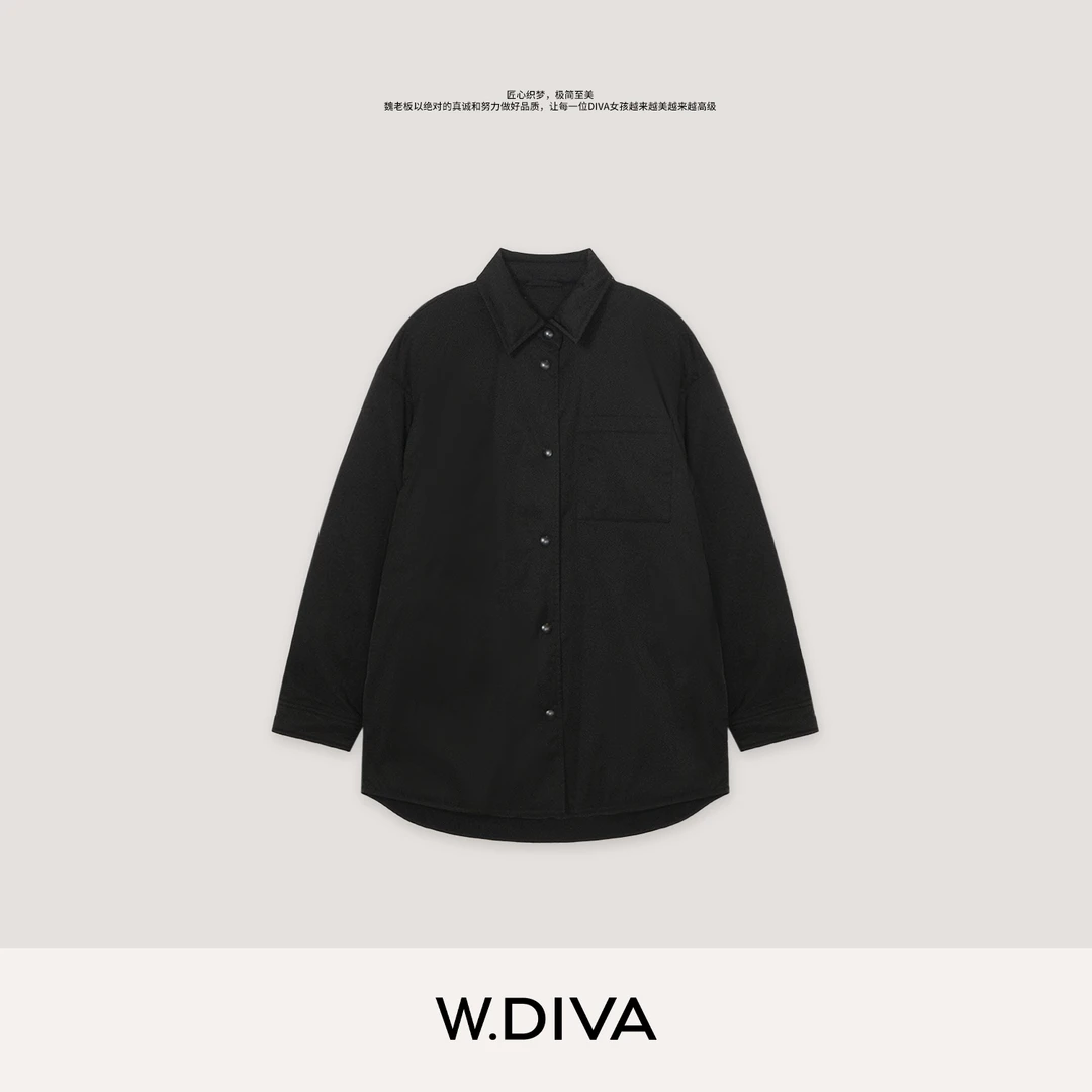 W.Diva【黎色】秋冬简约无束缚90鹅绒落肩翻领按扣羽绒服54C262758