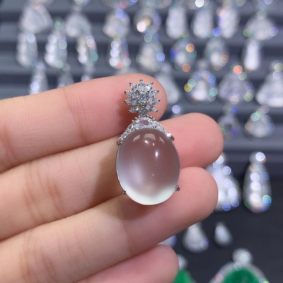 吊坠(不含链)银S925镶嵌石英质玉