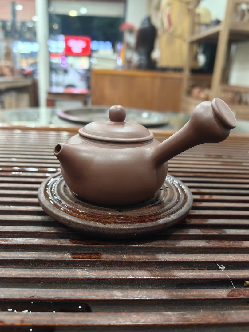 潮州手拉朱泥壶原矿章栋宇全手工侧把壶小容量100cc泡茶工夫茶壶