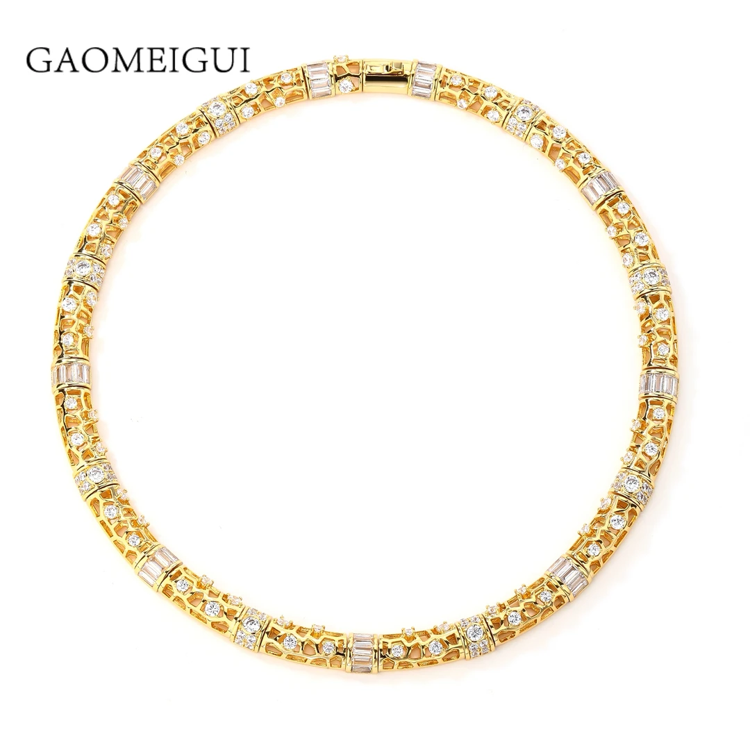 合金合成锆石项链 GAOMEIGUI 海外款 高定高奢蜂巢项链