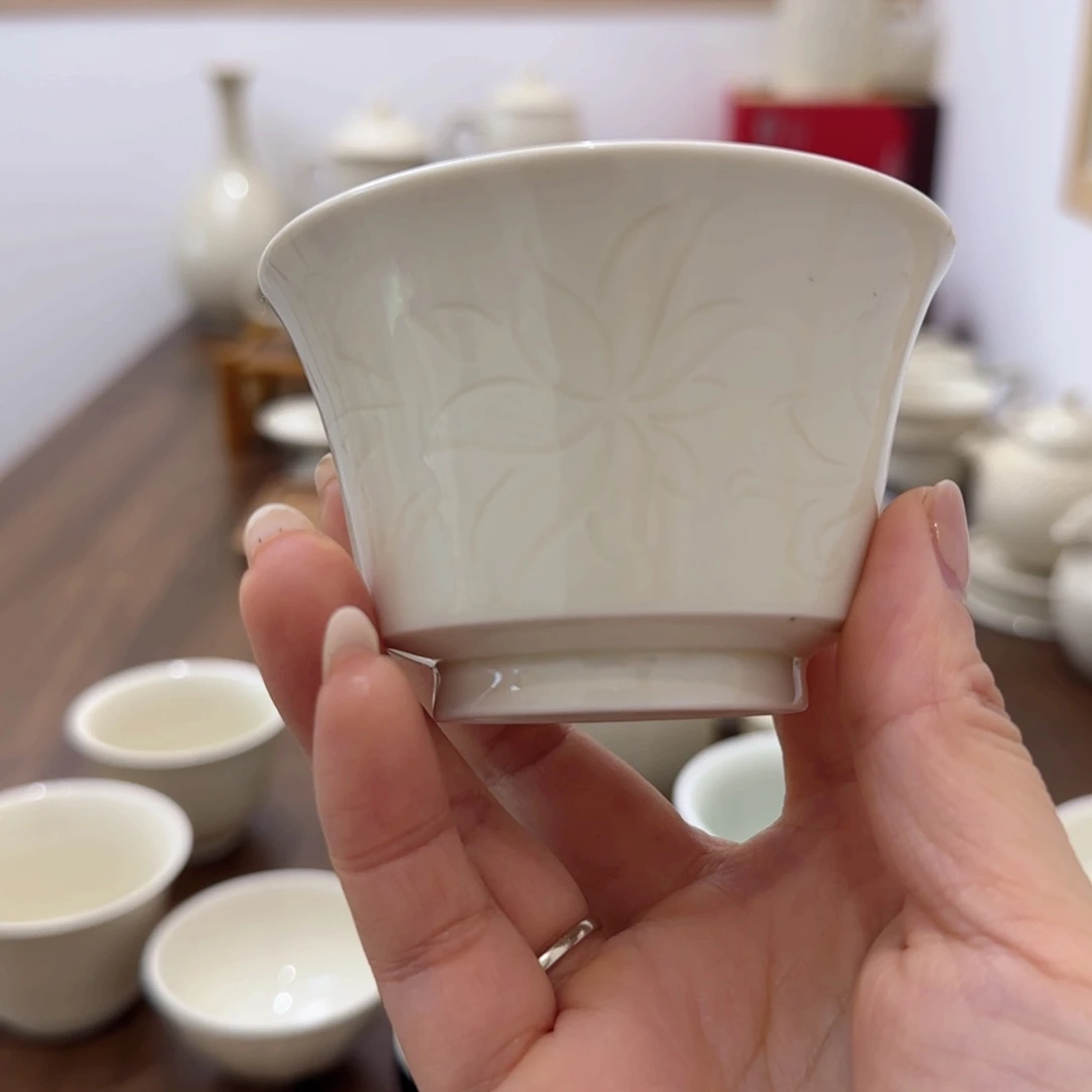 微瑕手工莲花马蹄杯 无礼盒