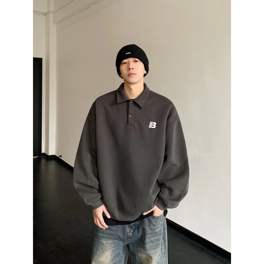 新款重磅套头卫衣翻领卫衣POLO衫情侣百搭中性潮牌WY703