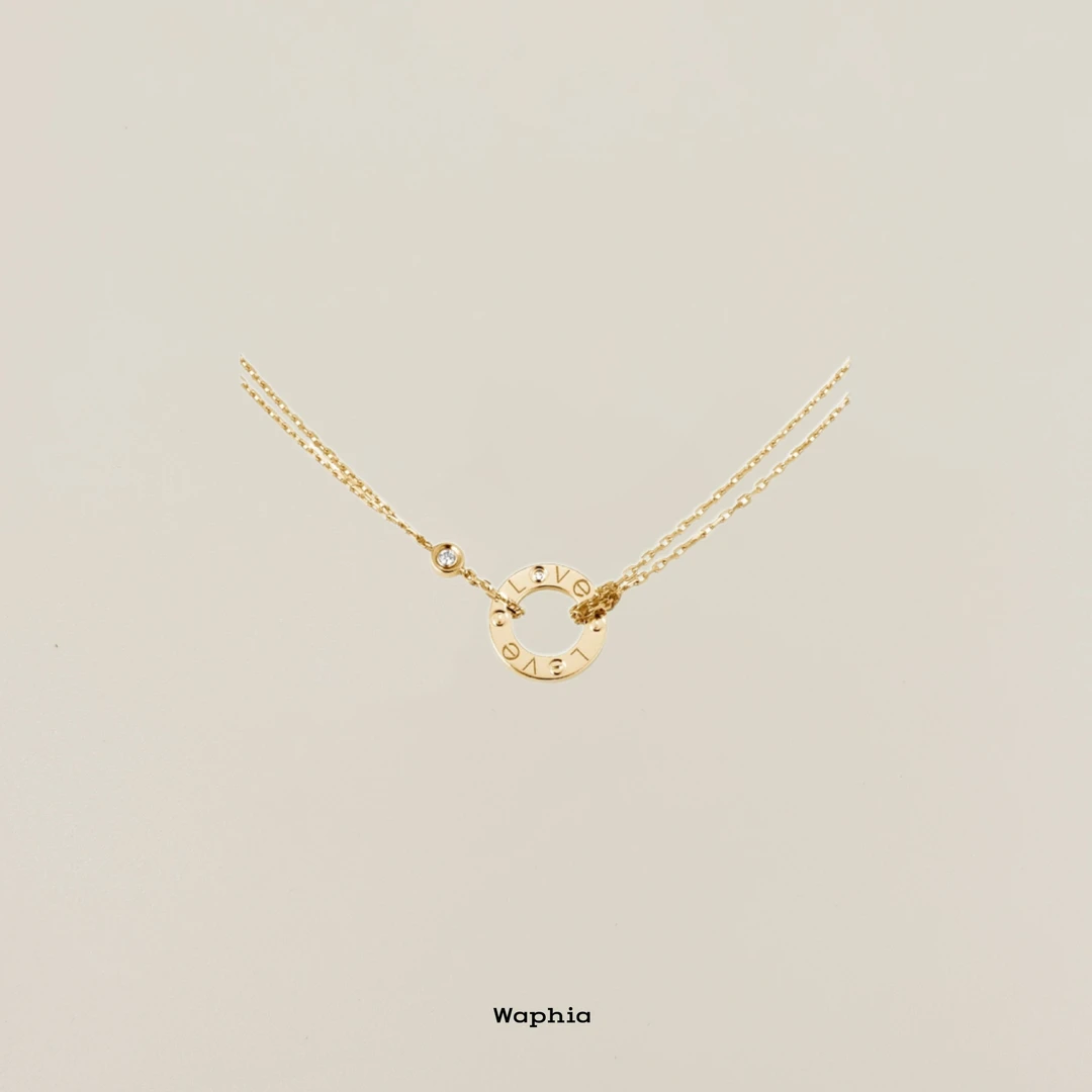 合金项链 Waphia2店经典时尚百搭轻奢【小饼双链条项链】 CA014