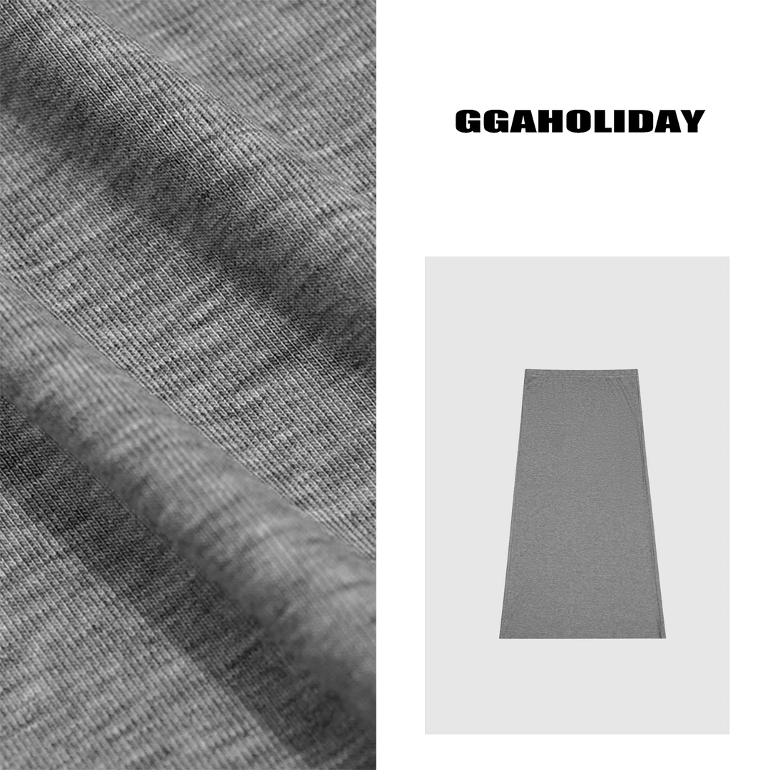 GGAHOLIDAY夏季休闲宽松时尚百搭显瘦垂感开叉薄款半身裙-152601