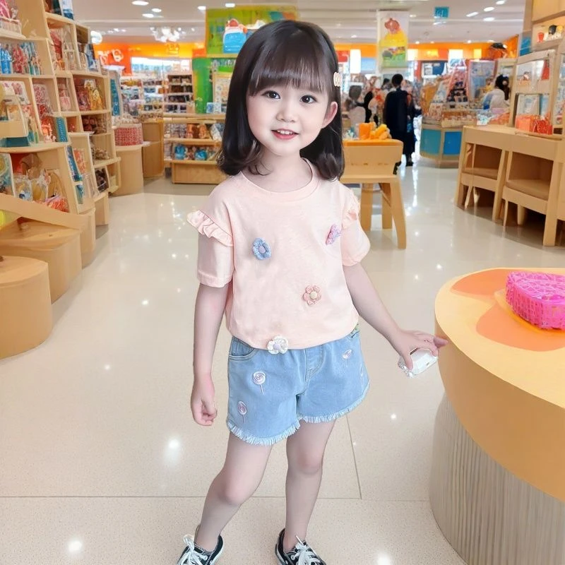 纯棉女童短袖t恤洋气薄款儿童夏季宝宝上衣婴儿小童半袖宽松韩版