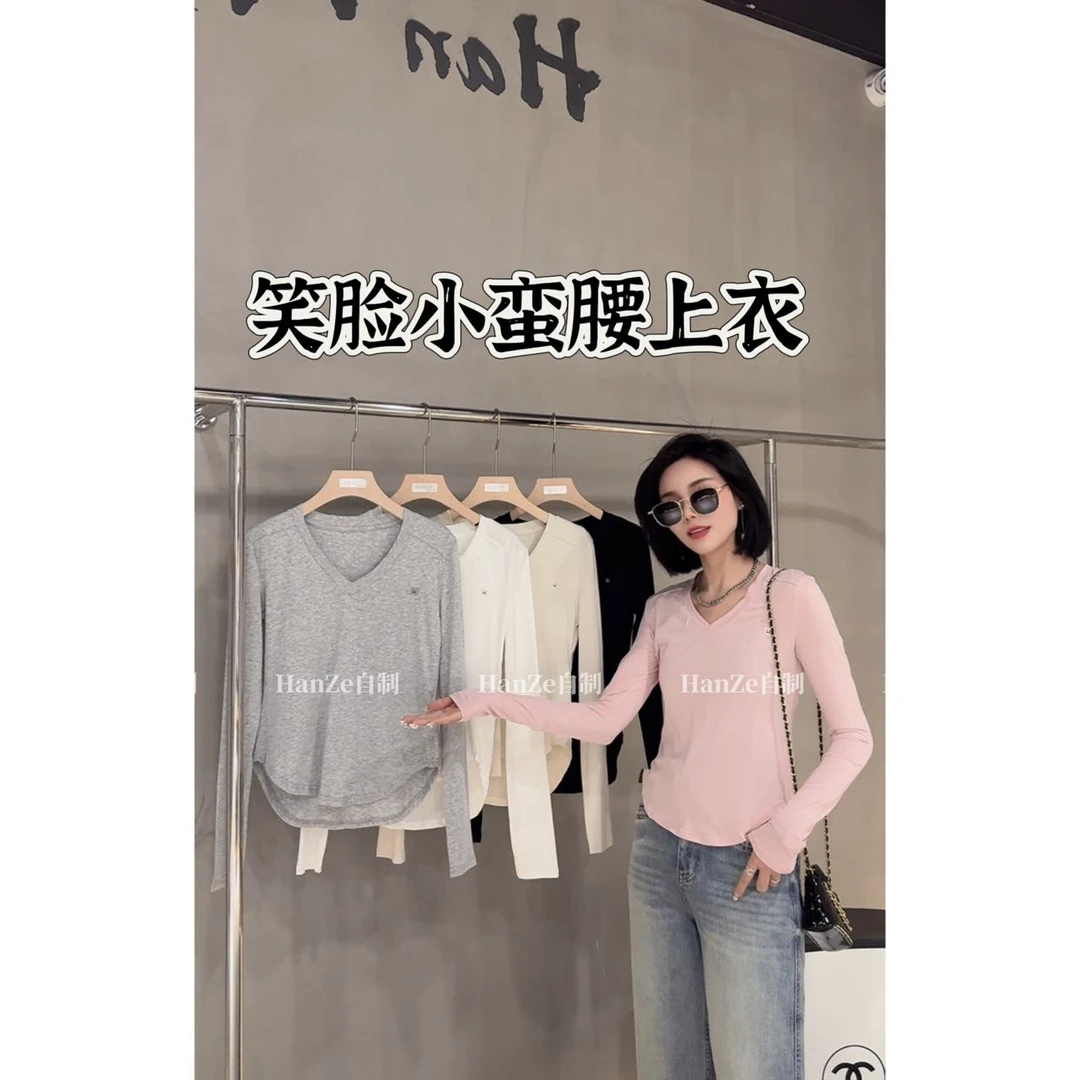 【寒泽自制】女神V领笑脸正肩T恤2T72