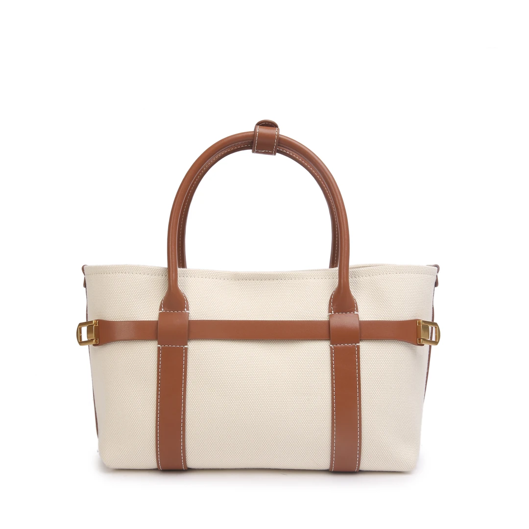 小众时尚帆布手提女包休闲单肩斜挎包包1961#米白