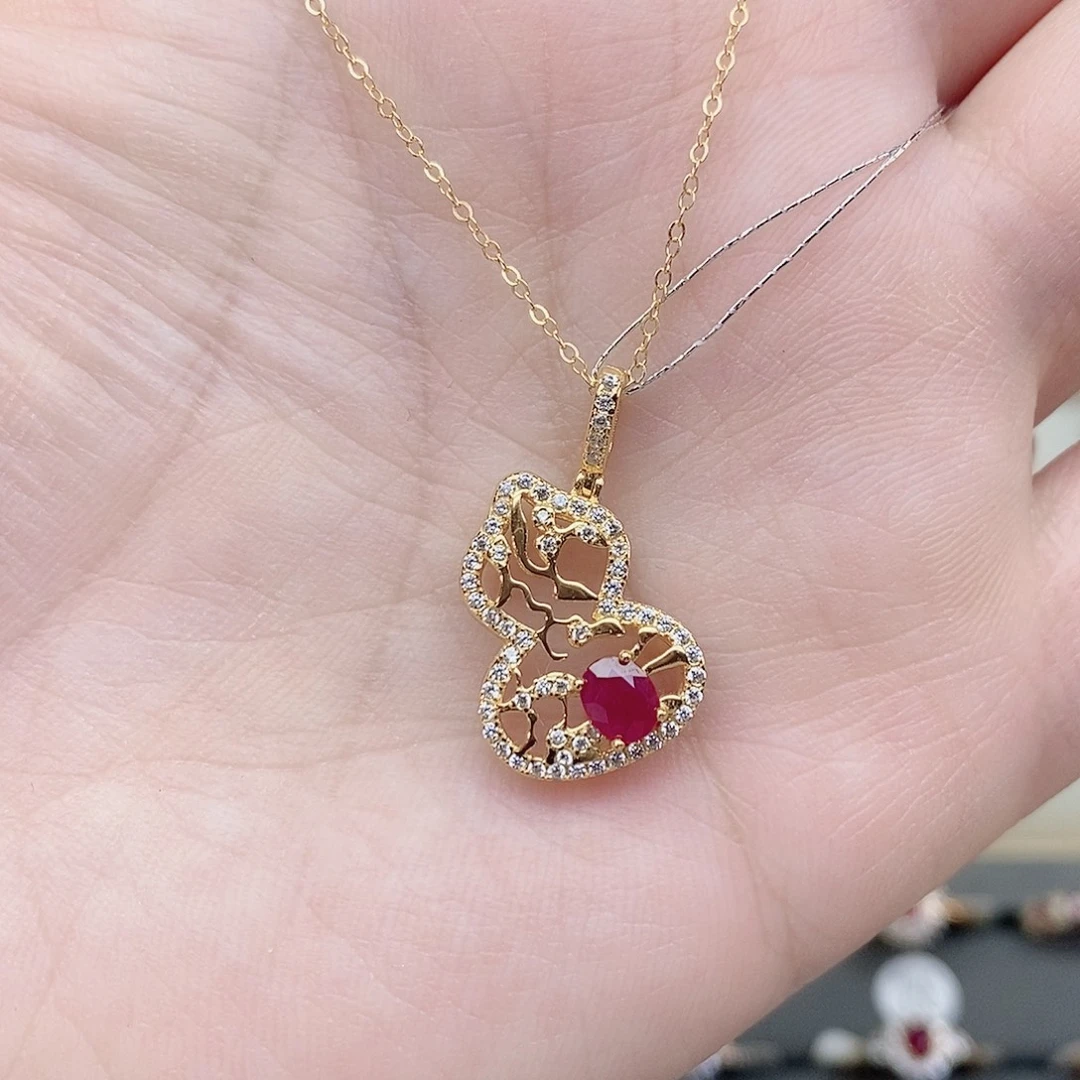 红宝石吊坠(赠链)银S925镶嵌