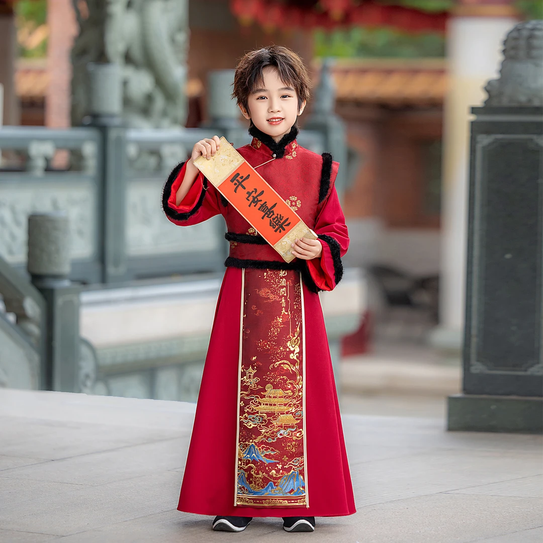男童拜年服2025新款儿童汉服唐装少爷服古装男宝新年过年服