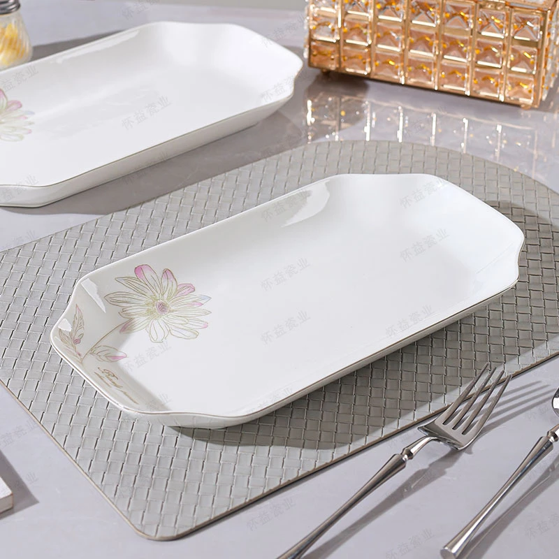 春暖花开25新款12英寸沙拉鱼盘家用陶瓷网红餐具创意餐盘厨房用品