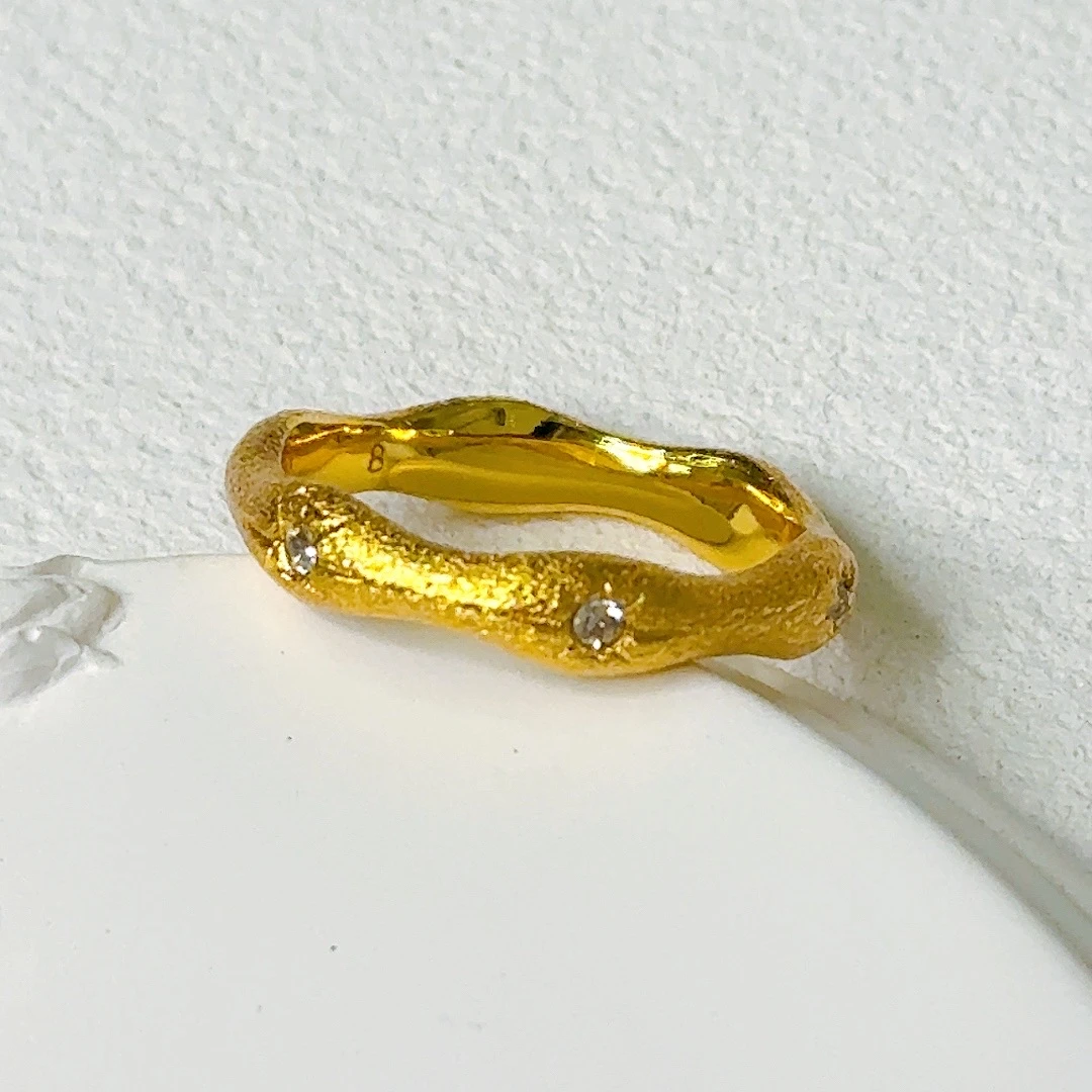 精工拉丝波浪闭口戒指-E006