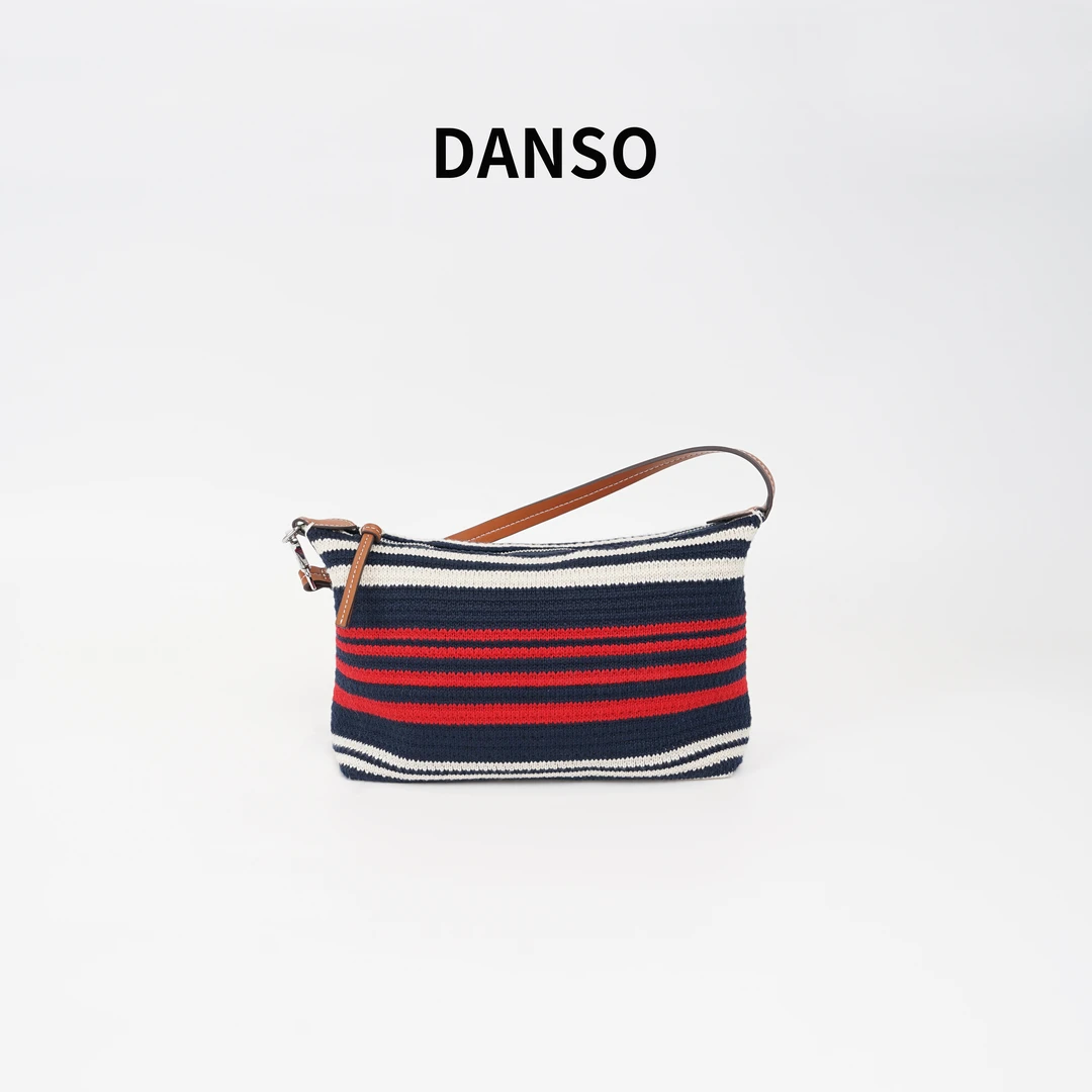 DANSO玉美华夏季新款女士编织简约条纹便携单肩手提包WW0001