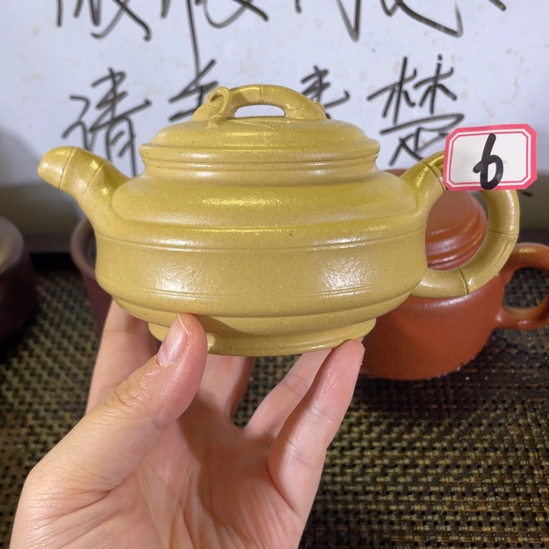金***园紫砂茶壶双线竹鼓微瑕