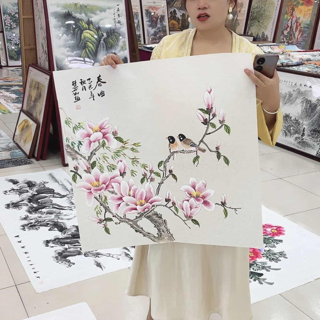 国画纯手绘山水花鸟
