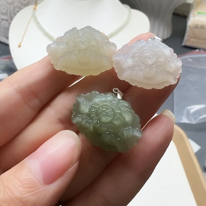颈饰银S925镶嵌和田玉14