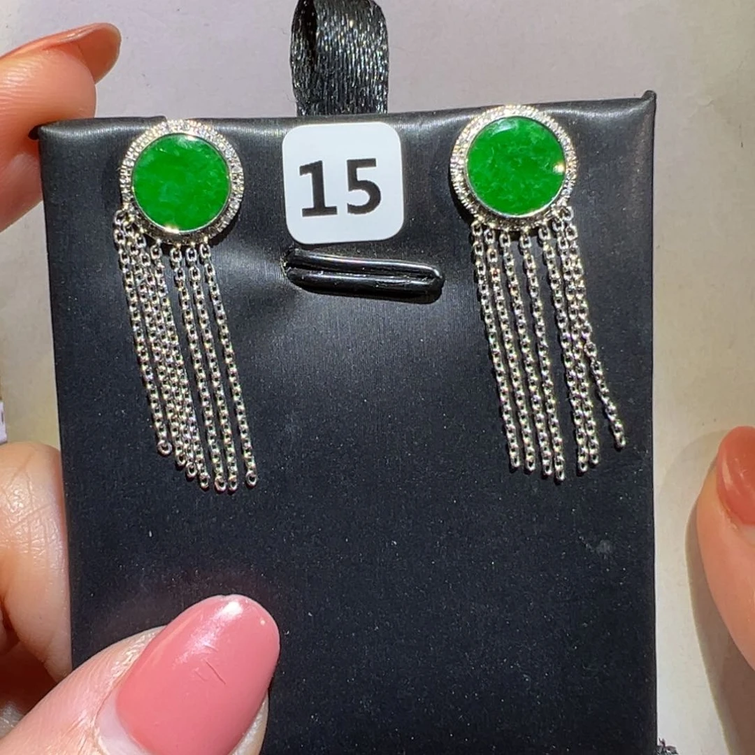 翡翠颈饰18K金镶嵌耳环