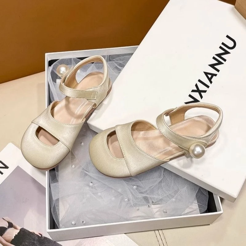 ABC 女童包头凉鞋2024新款夏季儿童软底罗马公主鞋夏款爆款沙滩鞋