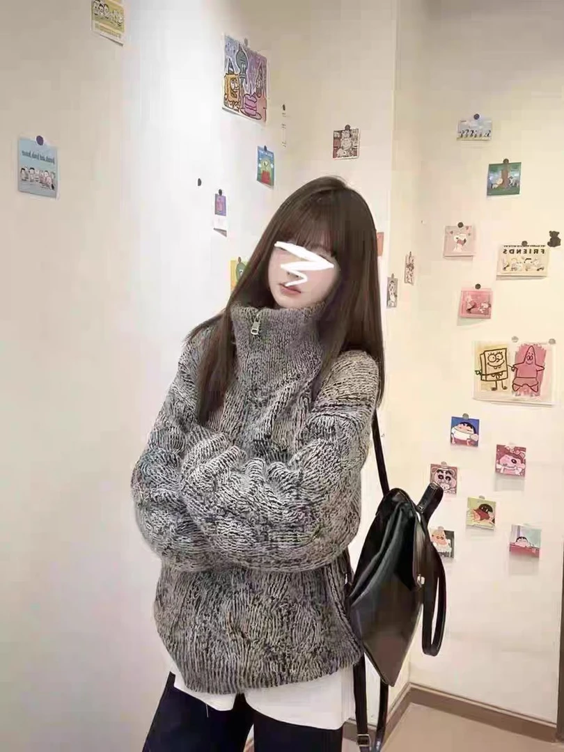 [060]编码小鹿精选高级百搭针织开衫烟灰色特调色针织开衫