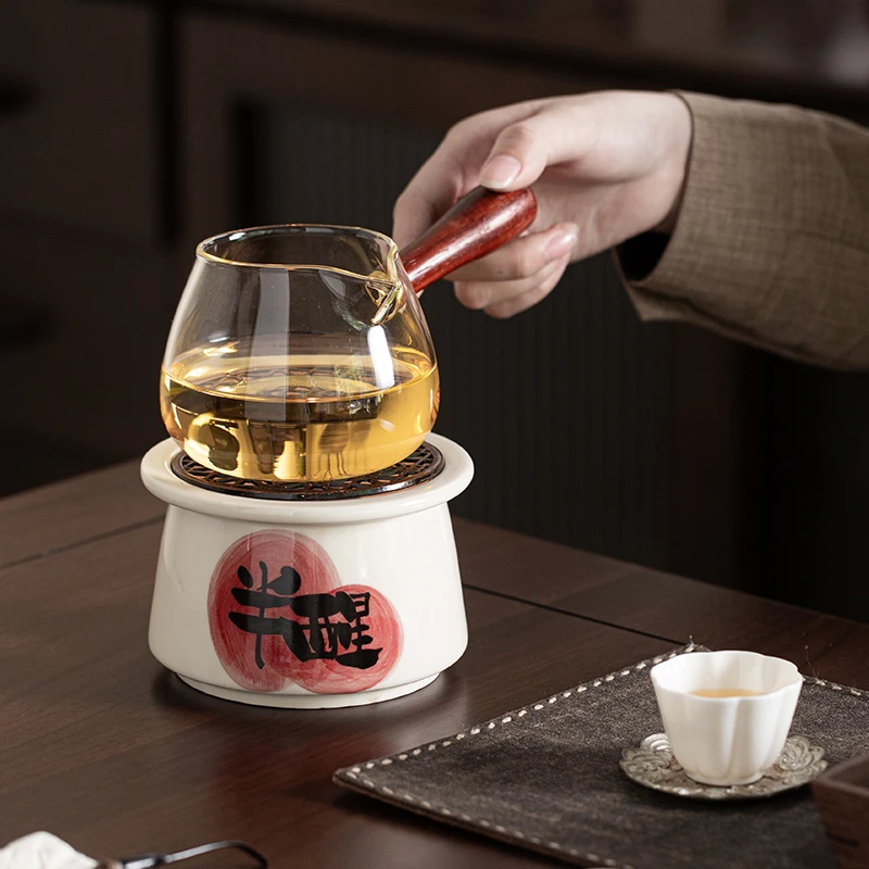 陶瓷新中式蜡烛煮茶炉套装温茶炉底座明火炉热茶暖茶加热炉温茶器