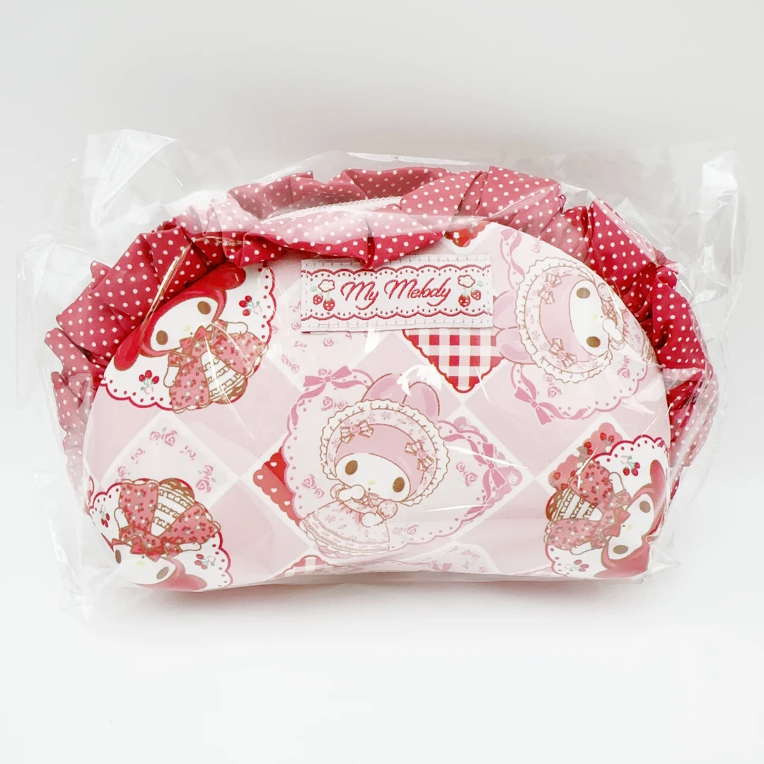 现货正版 日本sanrio 粉色美乐蒂melody 拉链包贝壳包化妆包蕾丝