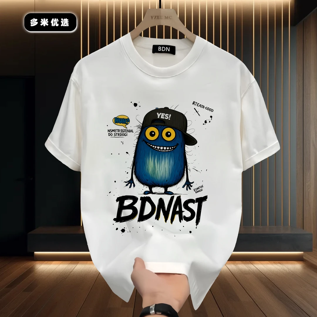 邦德妮男士夏季新款百搭痞帅美式港风短袖T恤上衣纯棉ins半袖圆领