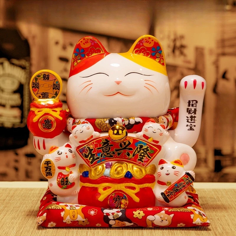 招财猫摆件自动摇手陶瓷生意兴隆店铺开业送礼家居客厅装饰摆件