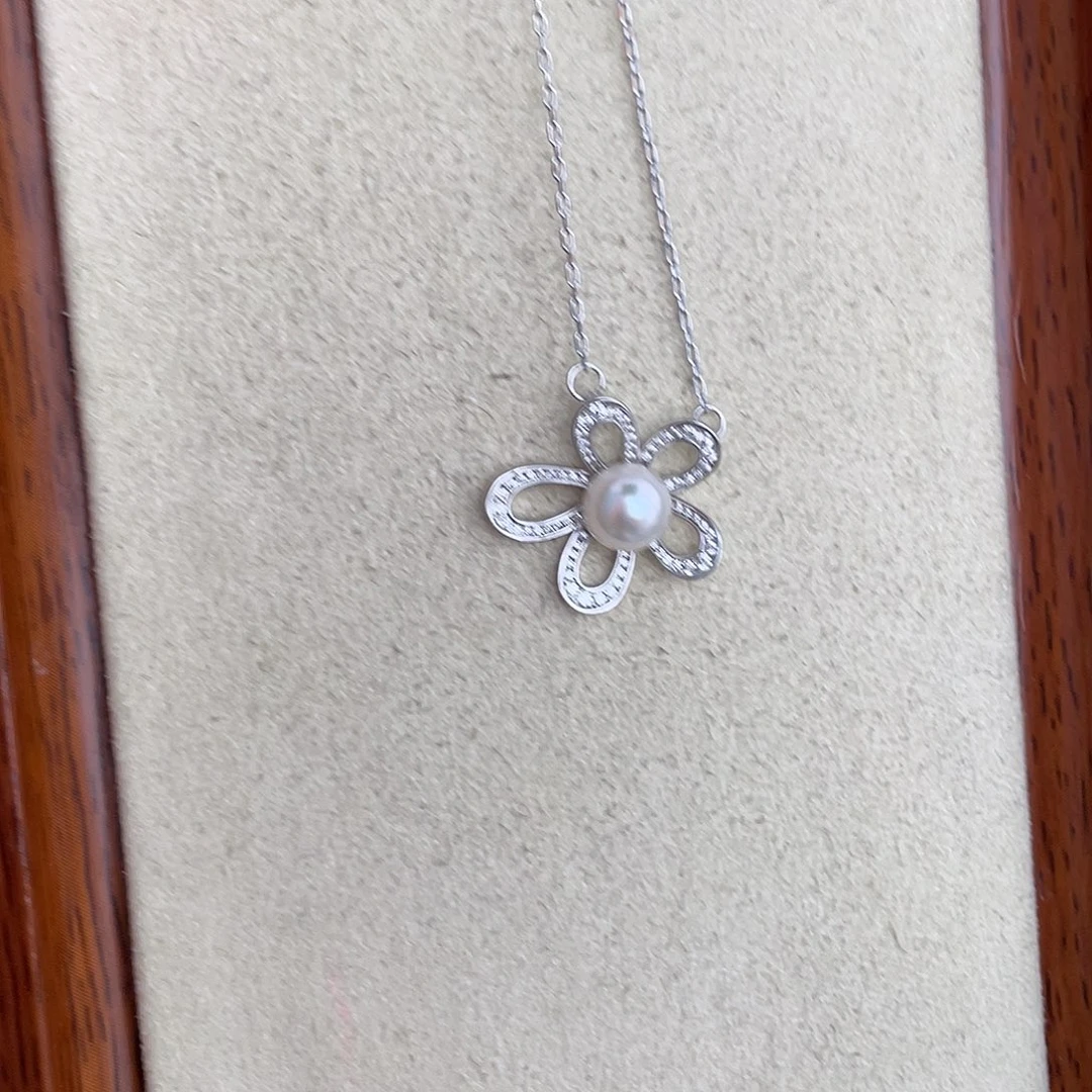 海水珍珠银S925镶嵌颈饰