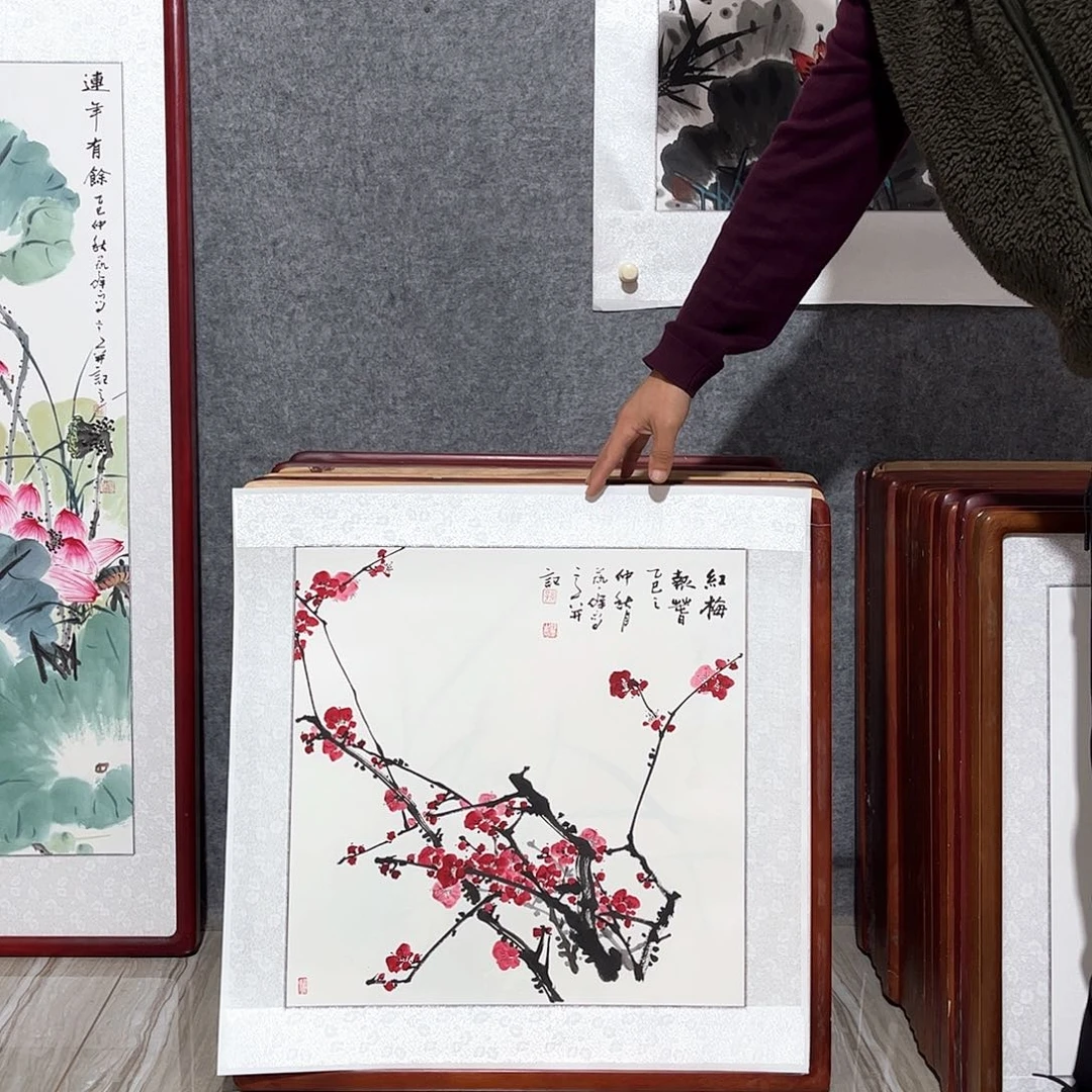 国画书画作品带框63×63