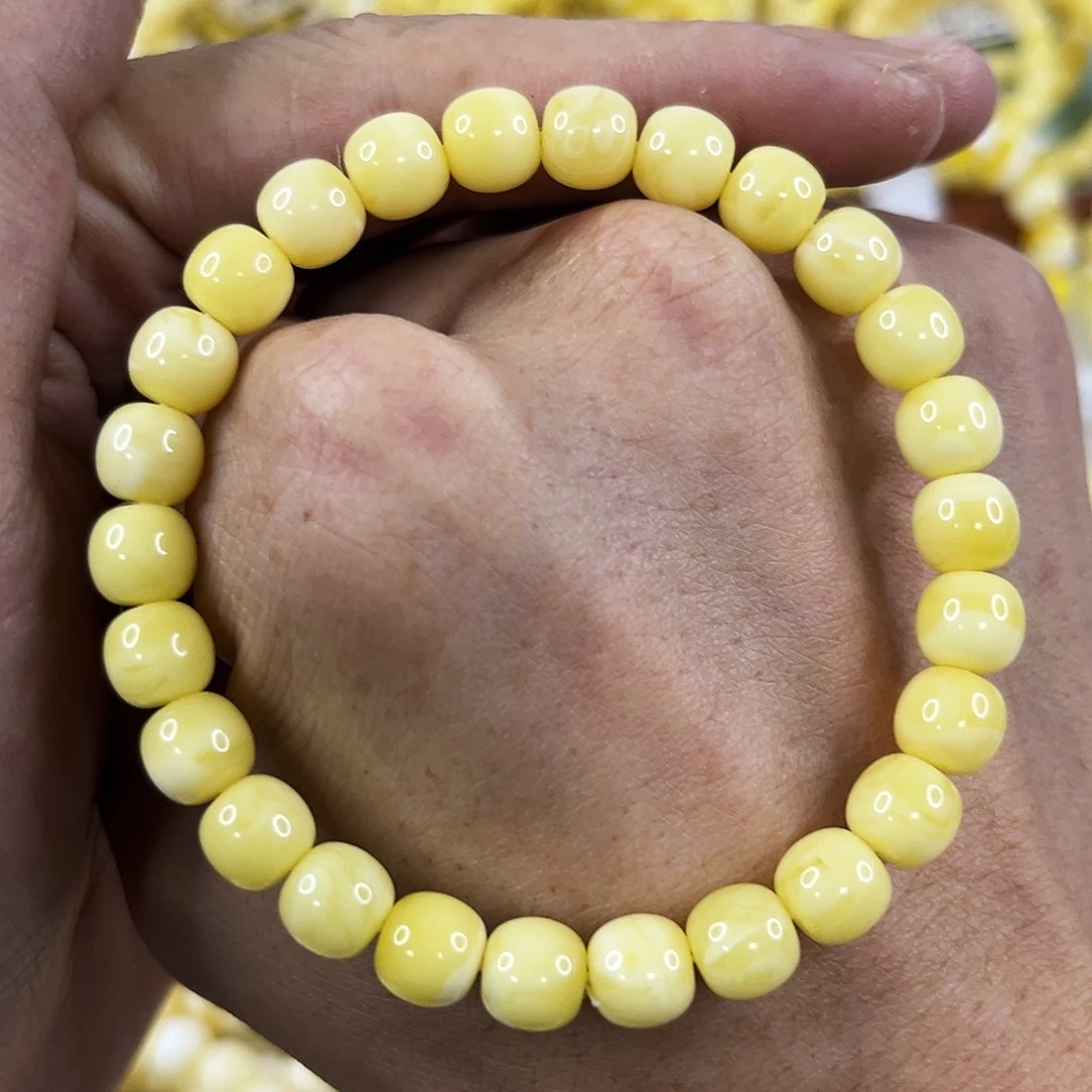 琥珀未镶嵌手链8.0mm浓蜡手串