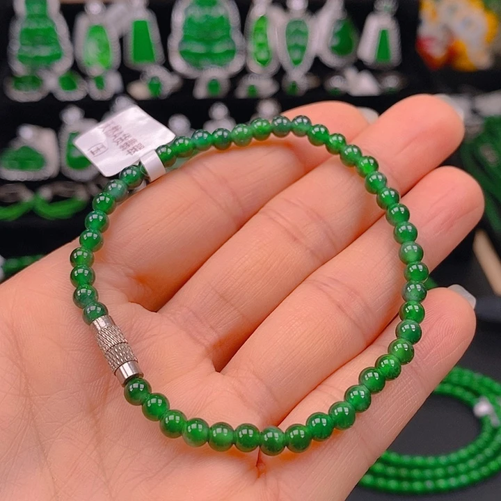 翡翠未镶嵌耳饰天然A货翡翠手链4