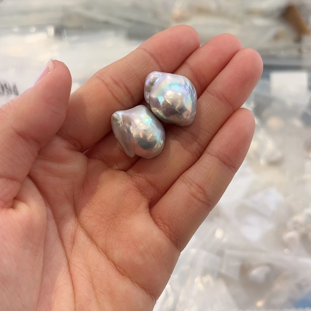 淡水珍珠耳饰银S925镶嵌