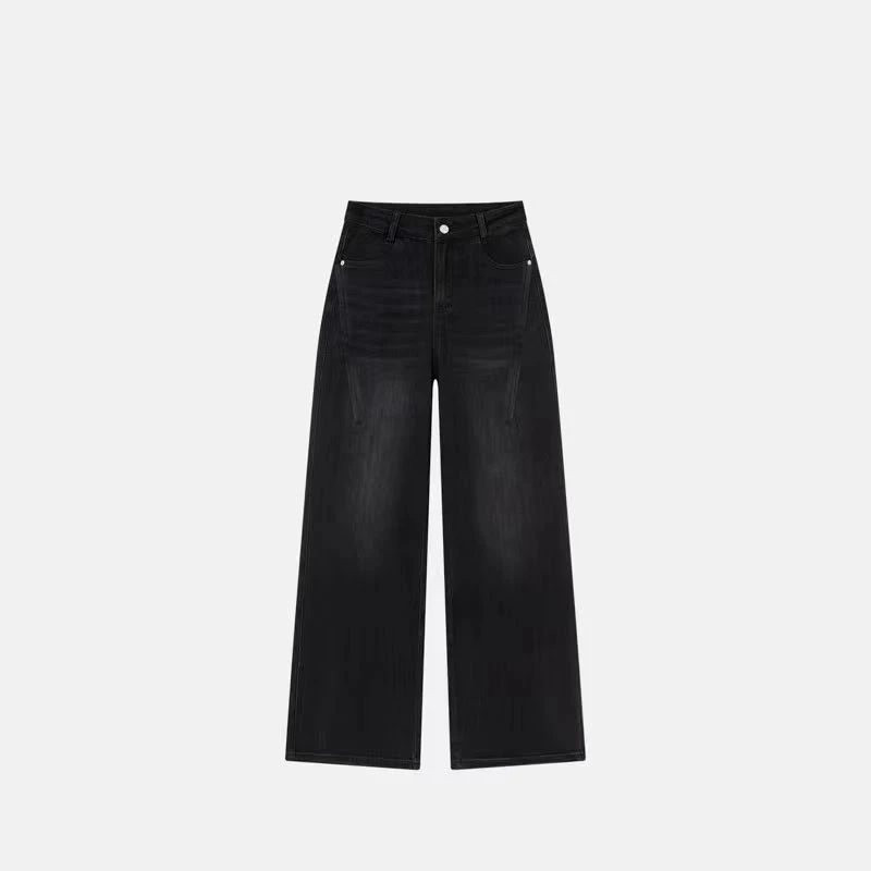 2025秋冬大黑牛高腰宽松显瘦显腿长窄版直筒弹力阔腿牛仔裤女104