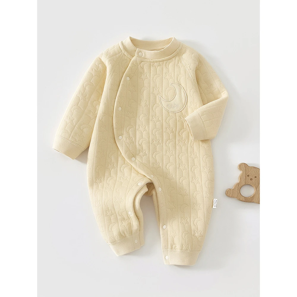 婴儿连体衣保暖秋冬款夹棉薄棉哈衣秋装新生儿衣服男女宝宝外出服