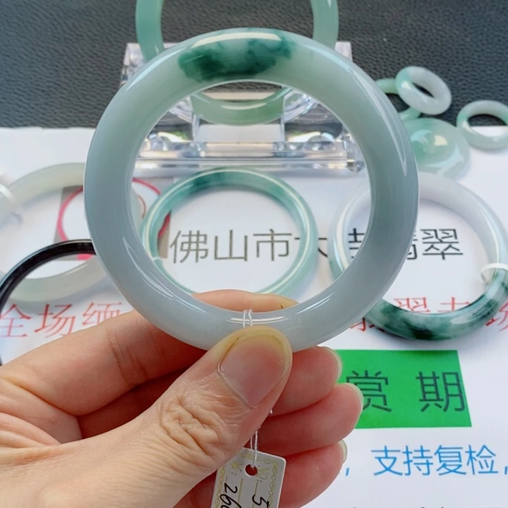 翡翠未镶嵌手镯胖圆条手镯53-54圈口