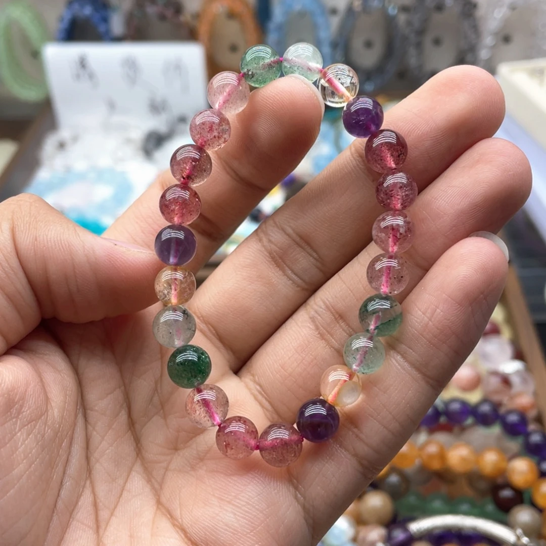 烟晶未镶嵌手链草莓晶多宝