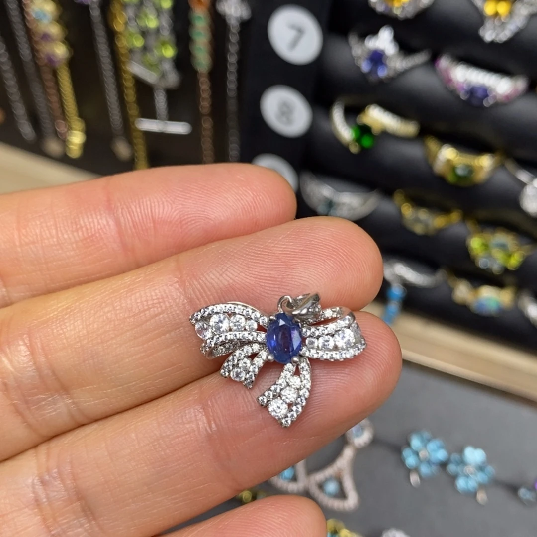 蓝宝石银S925镶嵌颈饰