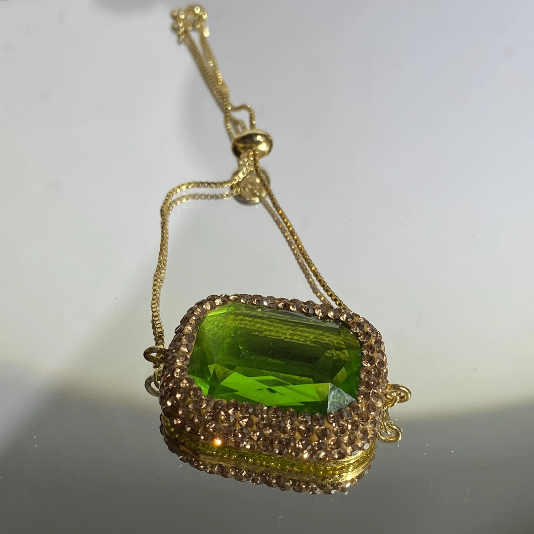 铜合金合成锆石手链 TTSD 绿色方形时尚百搭手链 1123