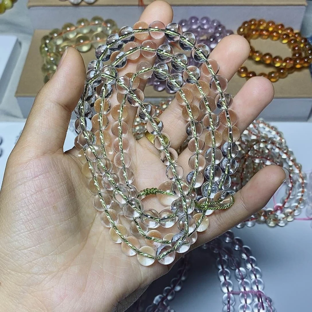 水晶手链未镶嵌─****⌵108绿色线加计数器